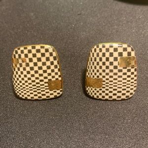 1970’ Vintage piercing Earrings, Illusion Squares